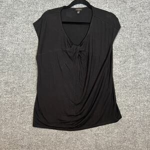 Talbots Shirt Womens XL Black Tshirt Blouse Vneck Short‎ Sleeve Stretch Casual